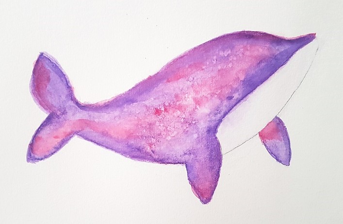 Peinture baleine avec des couleurs cosmiques.